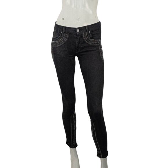 MOTHER denim Looker inside Zip Jeans Black Sheep Princess embroidered sz 26 - Picture 3 of 14